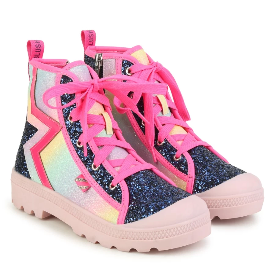 BILLIEBLUSH Girls' Multicoloured Sequin Zip-Up Ankle Boots | Sparkly Fashion Footwear for Kids