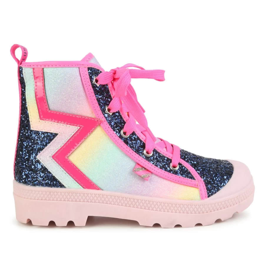 BILLIEBLUSH Girls' Multicoloured Sequin Zip-Up Ankle Boots | Sparkly Fashion Footwear for Kids