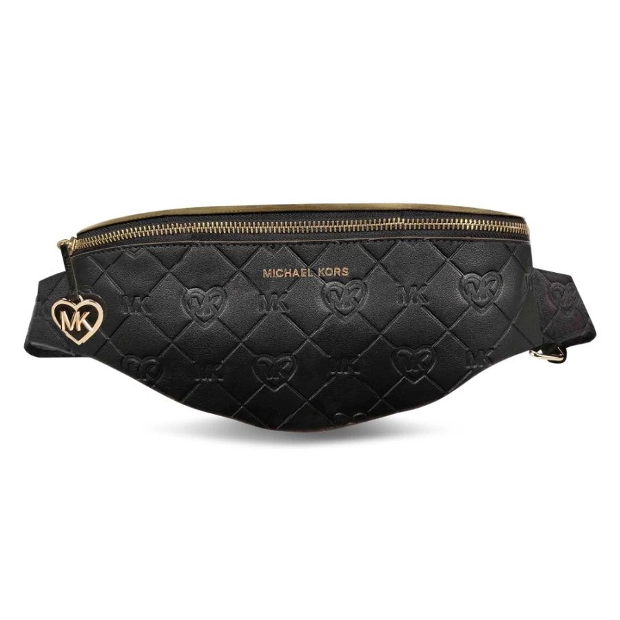MICHAEL KORS Chocolate Brown Coated Textile Crossbody Belt Bag for Women
