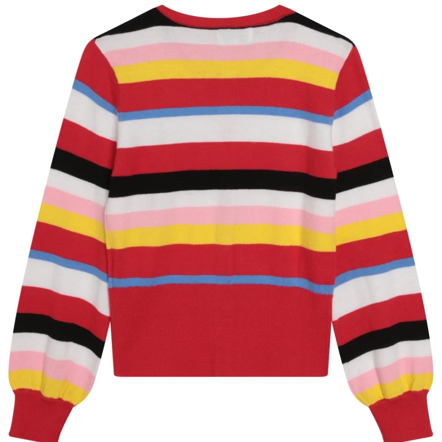 SONIA RYKIEL Girls' Multicoloured Striped Tricot Cardigan Sweater