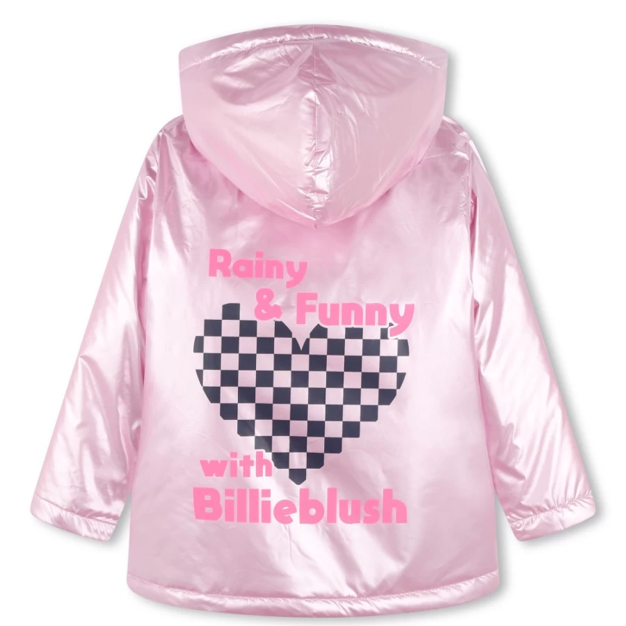 BILLIEBLUSH Pink Hooded Raincoat for Girls - Waterproof Kids Rain Jacket