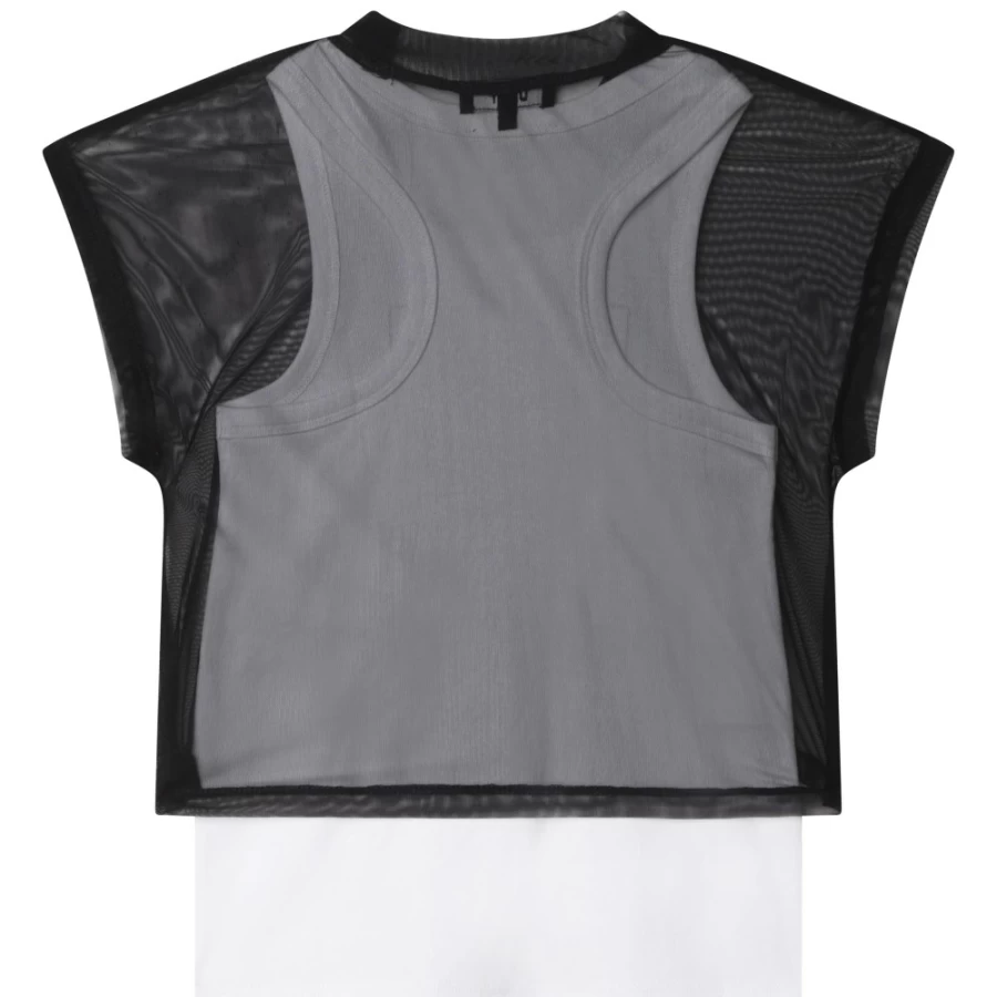 DKNY Girls' Black 2-In-1 T-Shirt | Stylish & Comfortable Dual-Layer Top