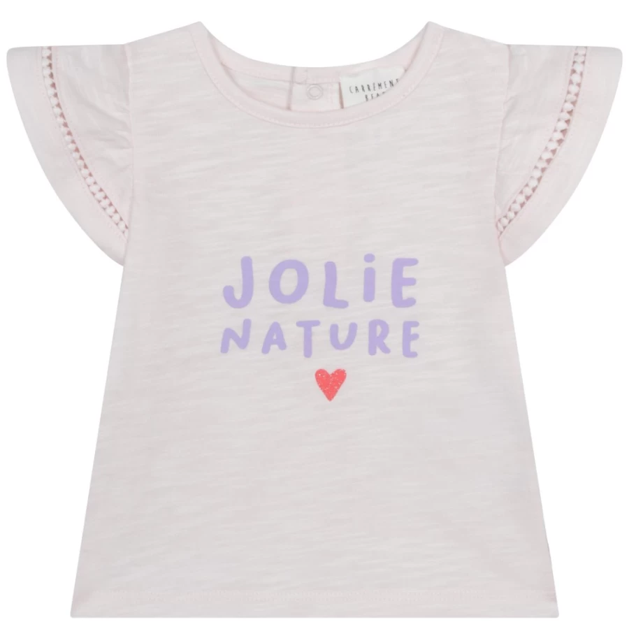 CARREMENT BEAU Girls' Apricot Novelty Sleeve T-Shirt | Unique Fashion Tee
