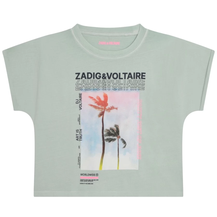 ZADIG & VOLTAIRE Girls Almond Green Loose-Cut T-Shirt