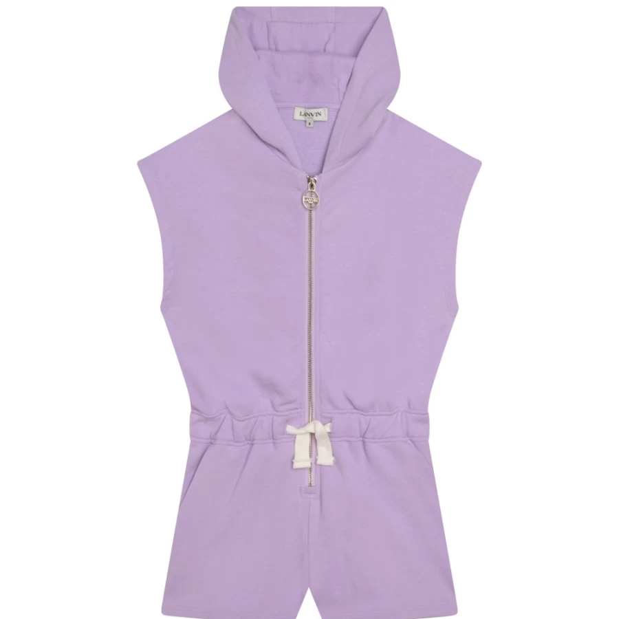 LANVIN Lilac Hooded Short Playsuit for Girls