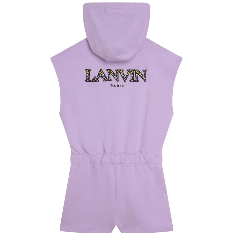 LANVIN Lilac Hooded Short Playsuit for Girls