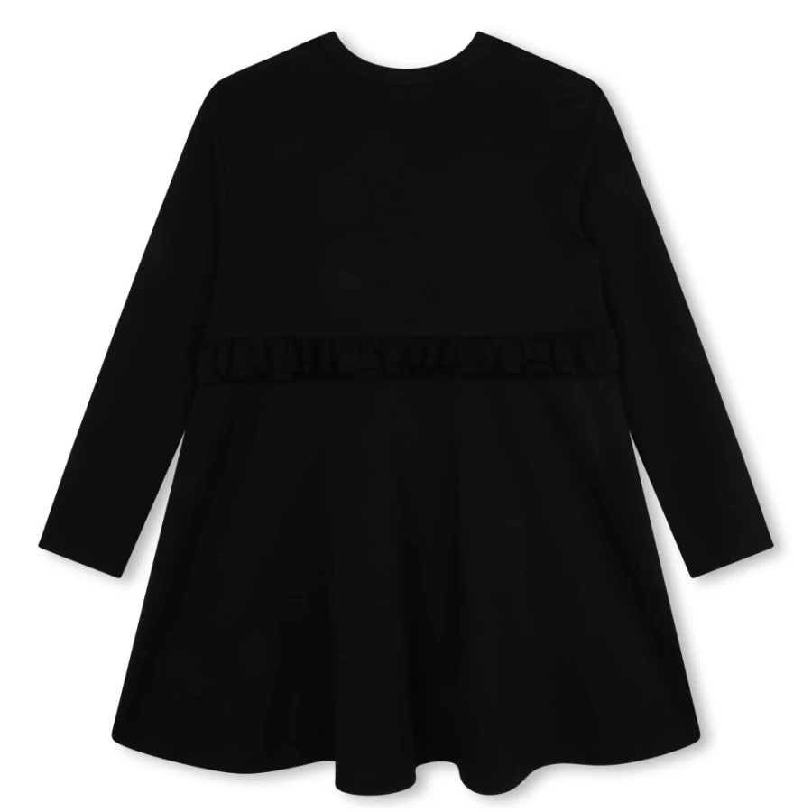 GIVENCHY Black Frilled Cotton Dress for Girls - Elegant Ruffled Design