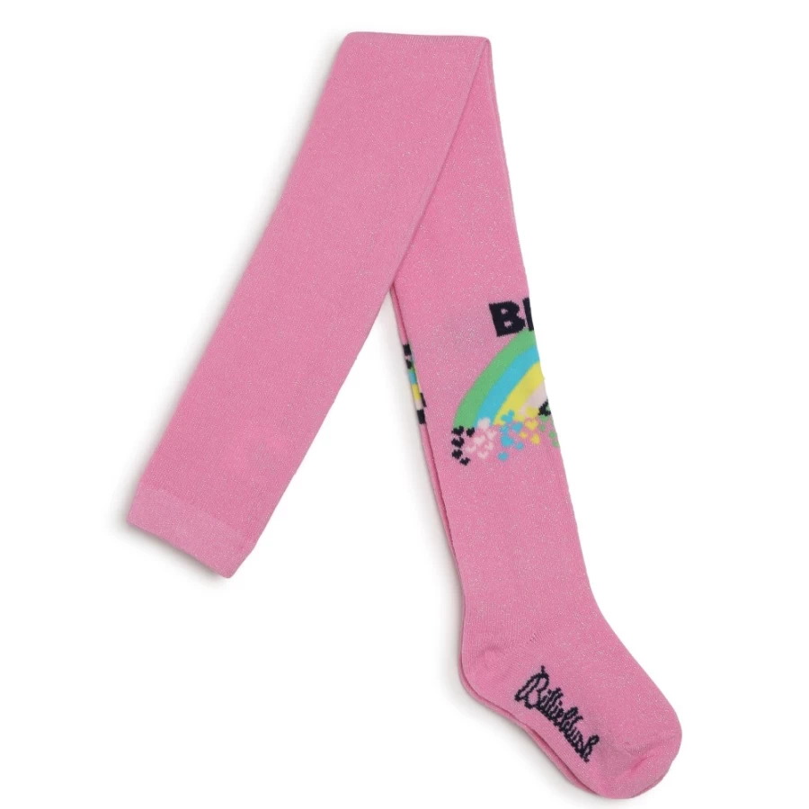 BILLIEBLUSH Pink Metallic Thread Tights for Girls – Shiny & Stylish