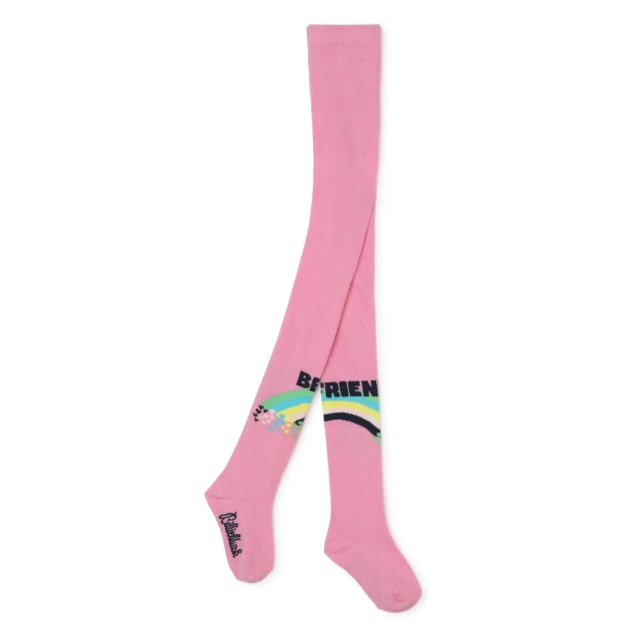 BILLIEBLUSH Pink Metallic Thread Tights for Girls – Shiny & Stylish