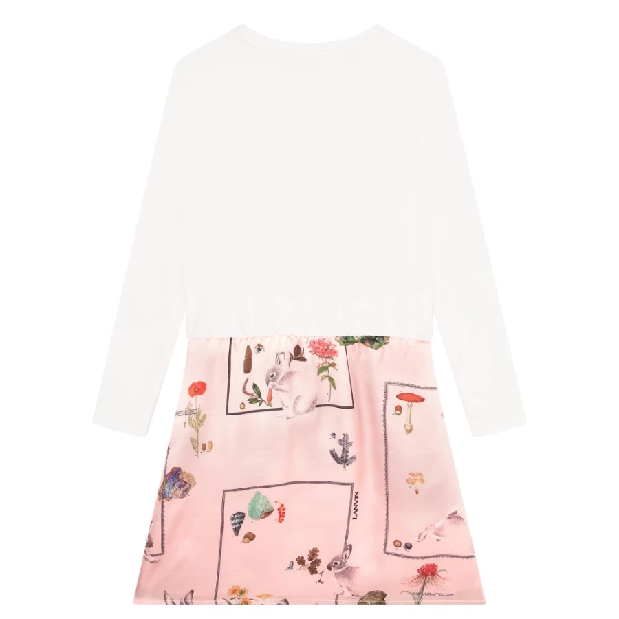 LANVIN Pink Short Dual-Fabric Dress for Girls