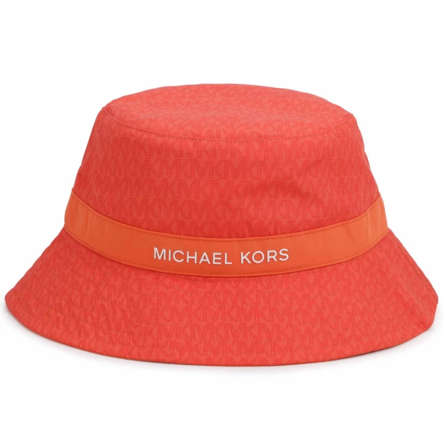 MICHAEL KORS Girls Peach Printed Bucket Hat for Women Fashion Summer Accessory