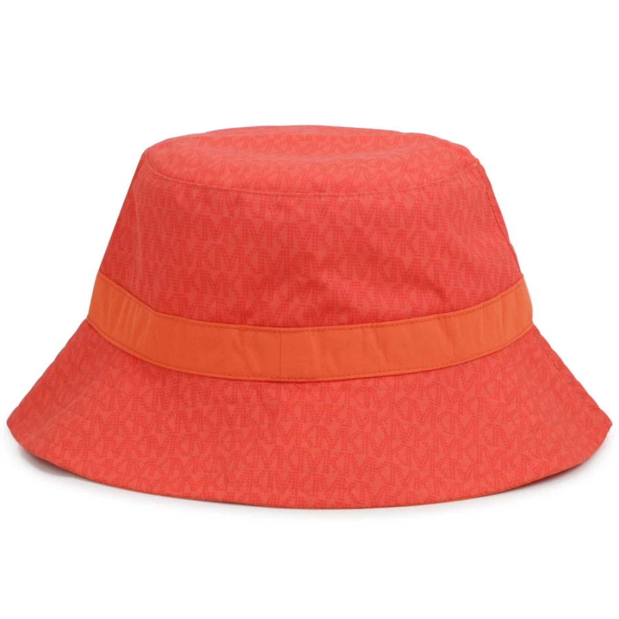 MICHAEL KORS Girls Peach Printed Bucket Hat for Women Fashion Summer Accessory