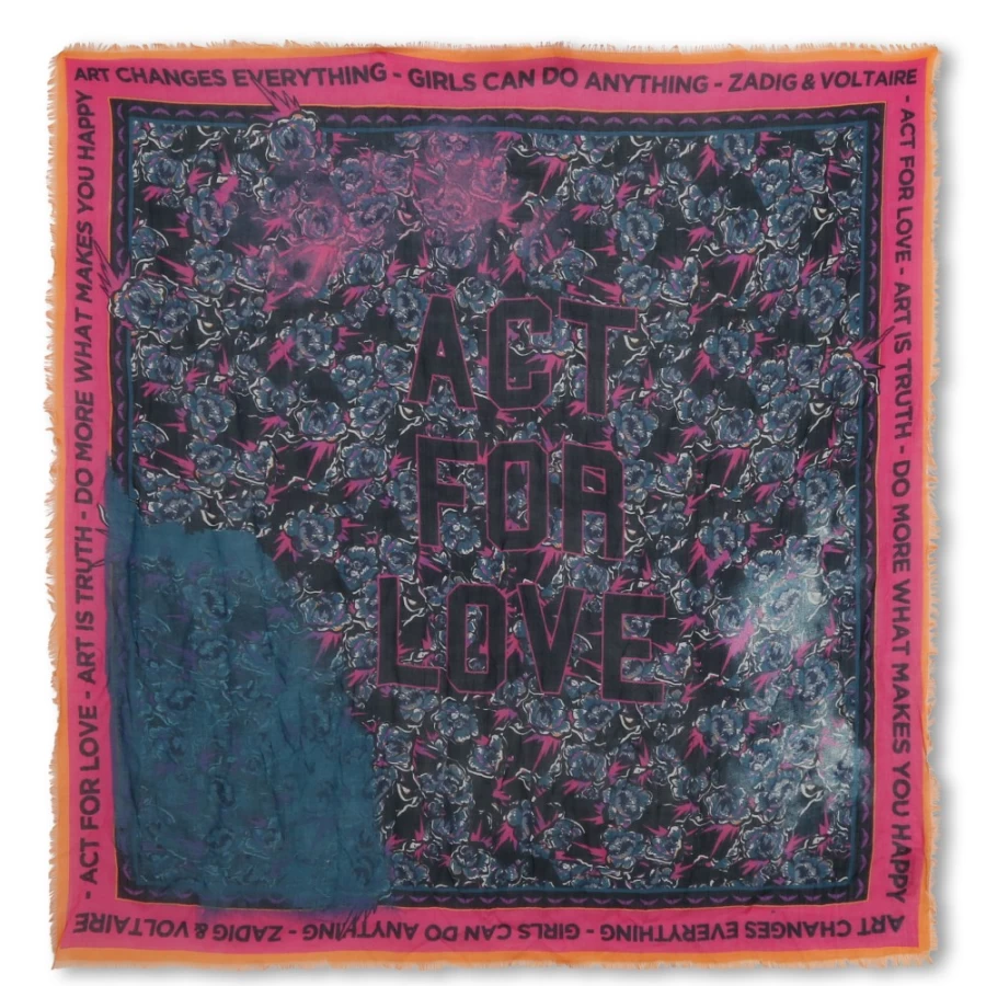 ZADIG & VOLTAIRE Pink Blush Logo Print Scarf for Girls
