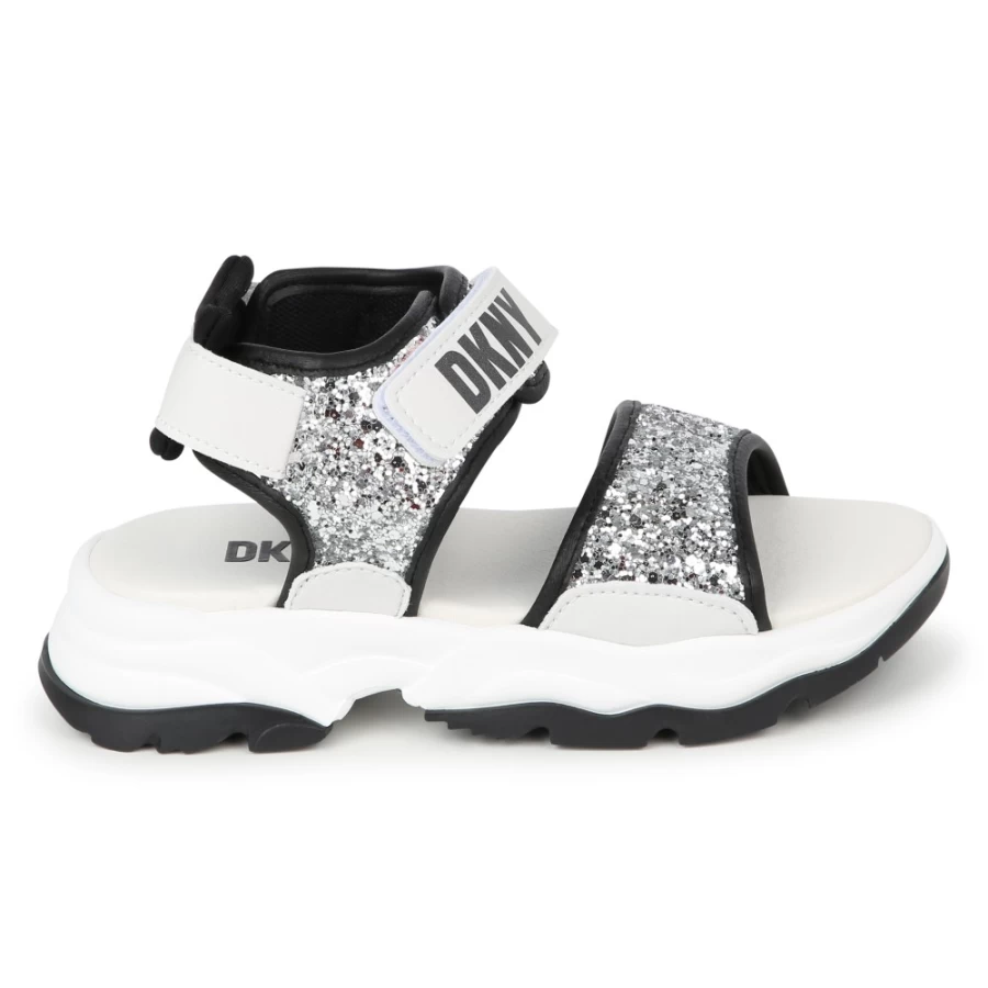 DKNY Girls' White Hook-And-Loop Fastened Sandals for Comfort and Style