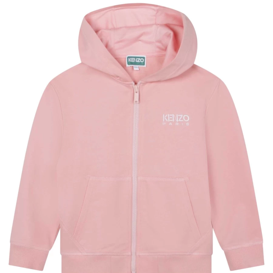 KENZO KIDS Pink Hooded Sweatshirt for Girls - Soft Lined Hoodie