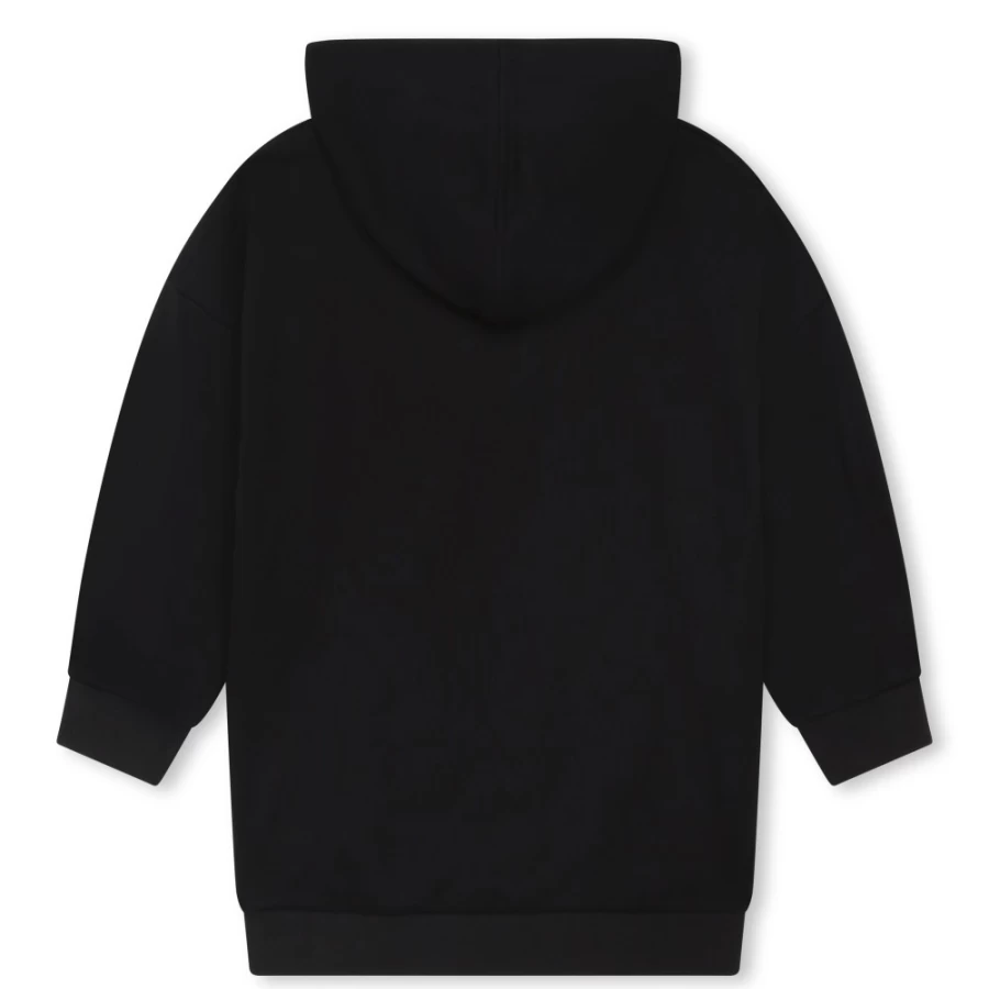 DKNY Girls' Black Hooded Sweatshirt Dress - Casual Pullover Hoodie Dress