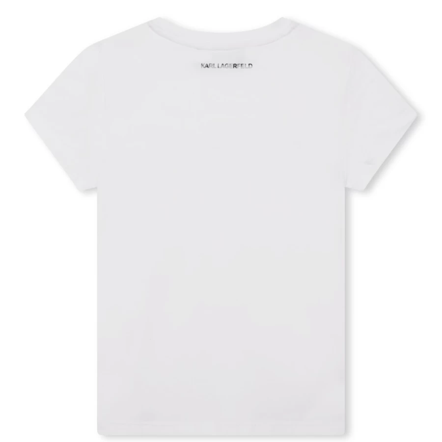 KARL LAGERFELD KIDS Girls White Short-Sleeved Cotton T-Shirt for Kids