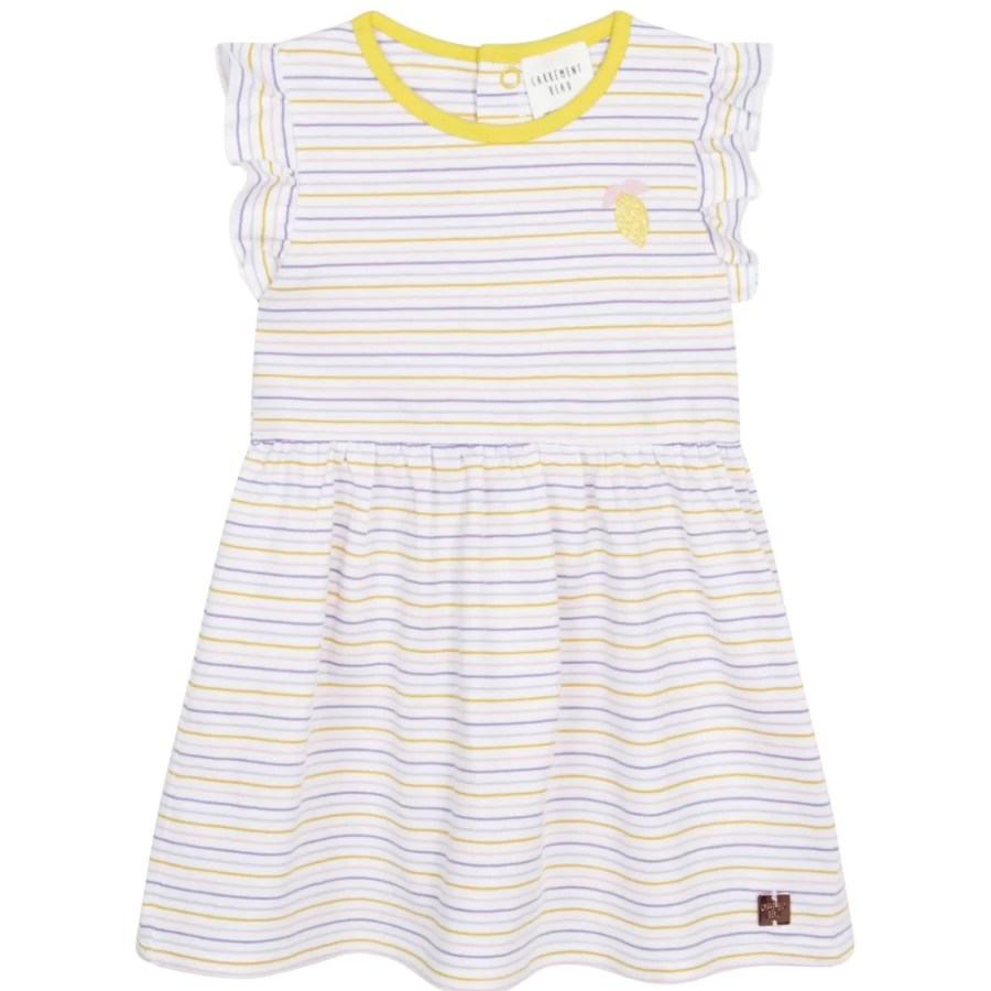 CARREMENT BEAU Girls White Striped Dress - Classic Casual Summer Outfit