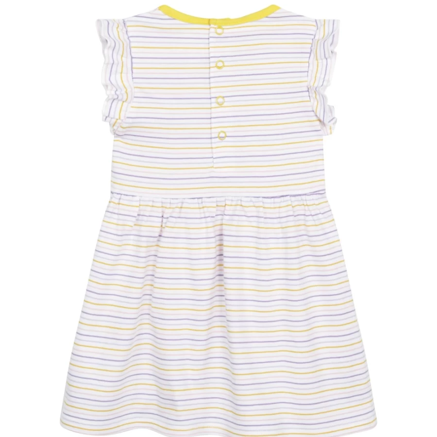 CARREMENT BEAU Girls White Striped Dress - Classic Casual Summer Outfit