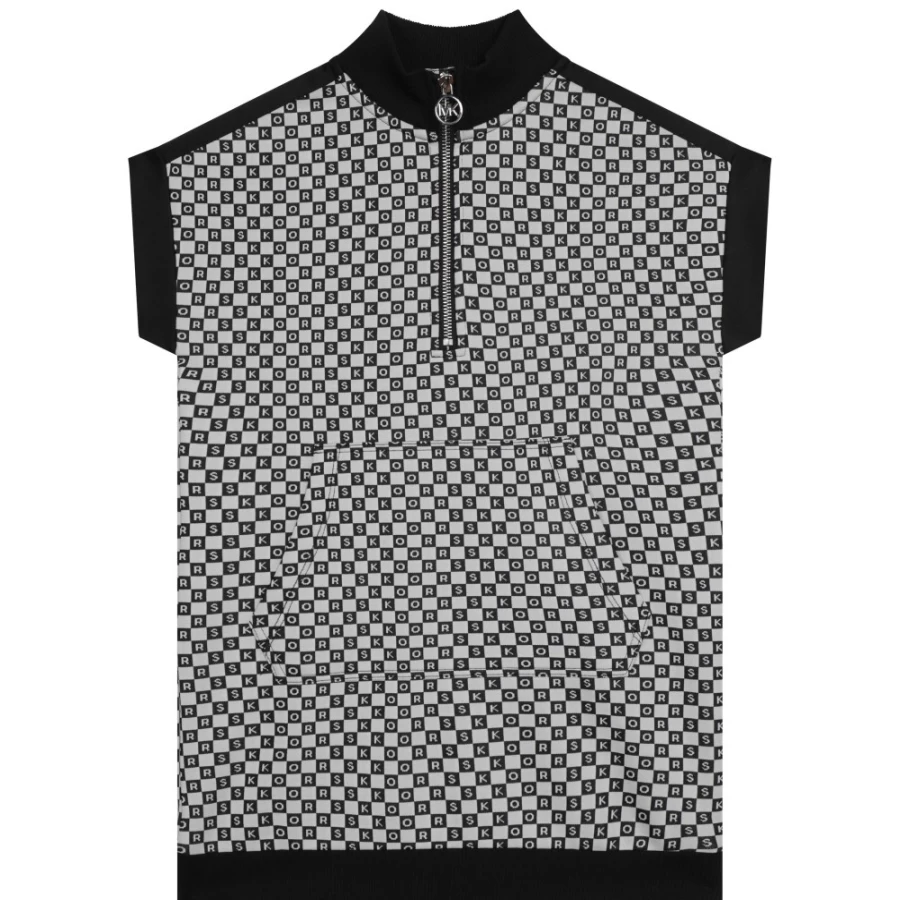 MICHAEL KORS Girls Black & White Checkered Zip-Up Dress