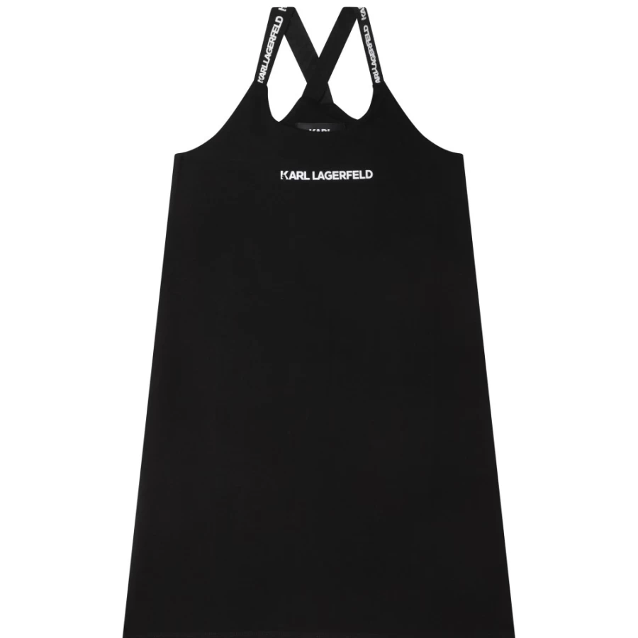 KARL LAGERFELD KIDS Girls Black Strappy Beach Dress for Summer