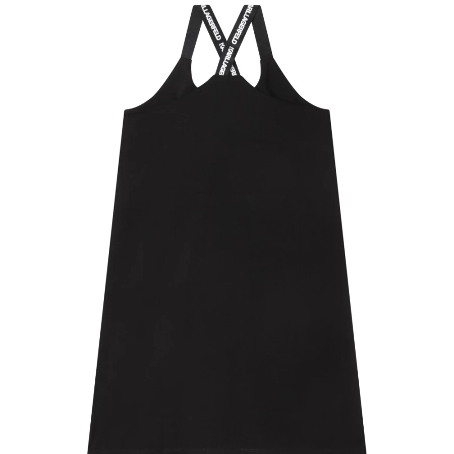 KARL LAGERFELD KIDS Girls Black Strappy Beach Dress for Summer