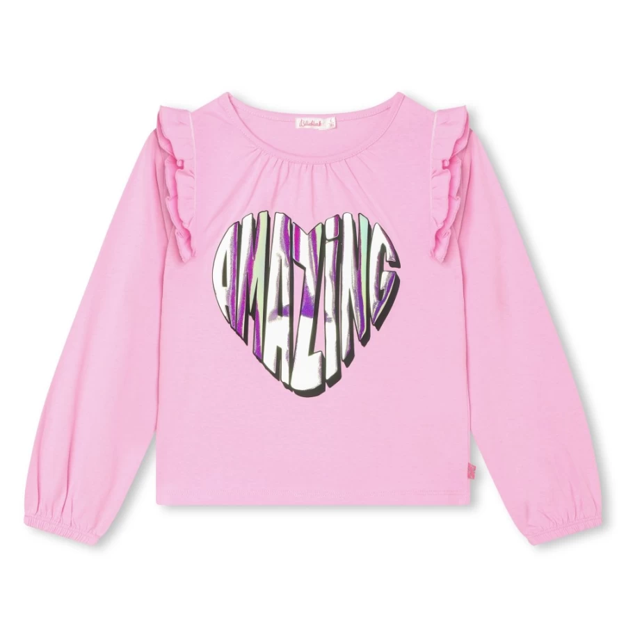 BILLIEBLUSH Pink Long-Sleeved T-Shirt for Girls - Soft Cotton Casual Top