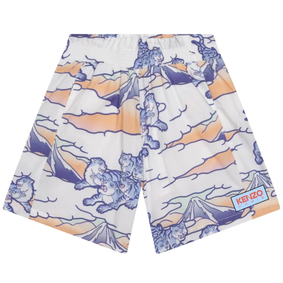 KENZO KIDS Girls' White All-Over Print Shorts - Fun & Stylish Summer Shorts for Girls