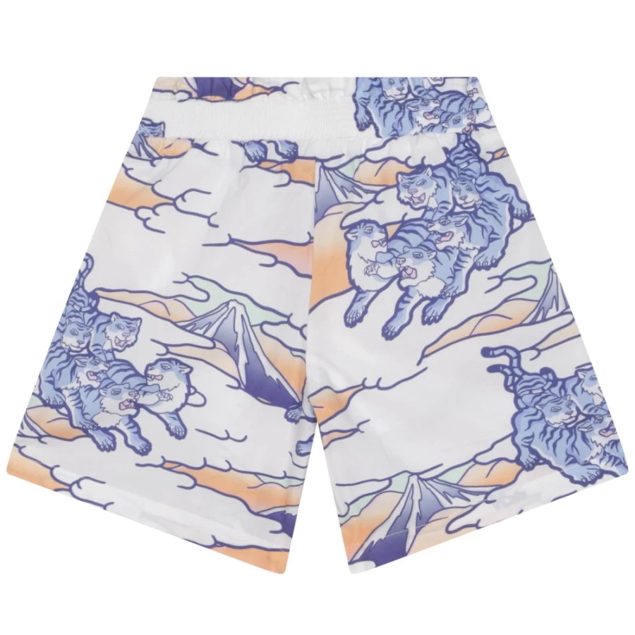 KENZO KIDS Girls' White All-Over Print Shorts - Fun & Stylish Summer Shorts for Girls