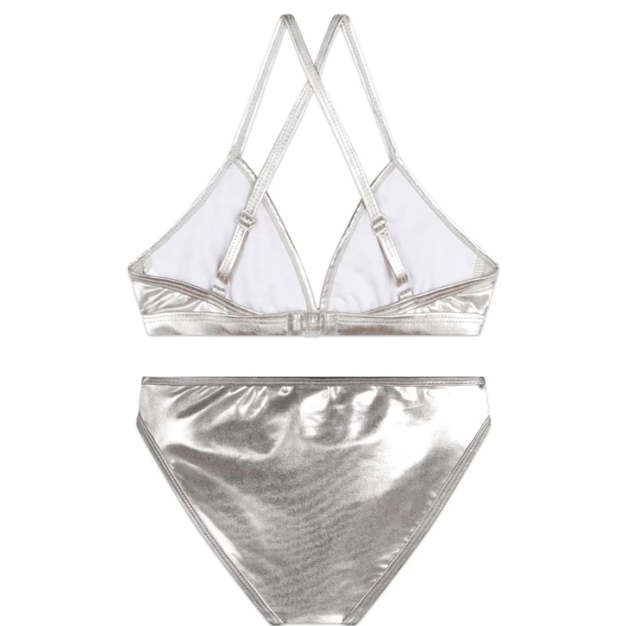 MICHAEL KORS Girls Light Grey Frill Bathing Suit for Swimwear