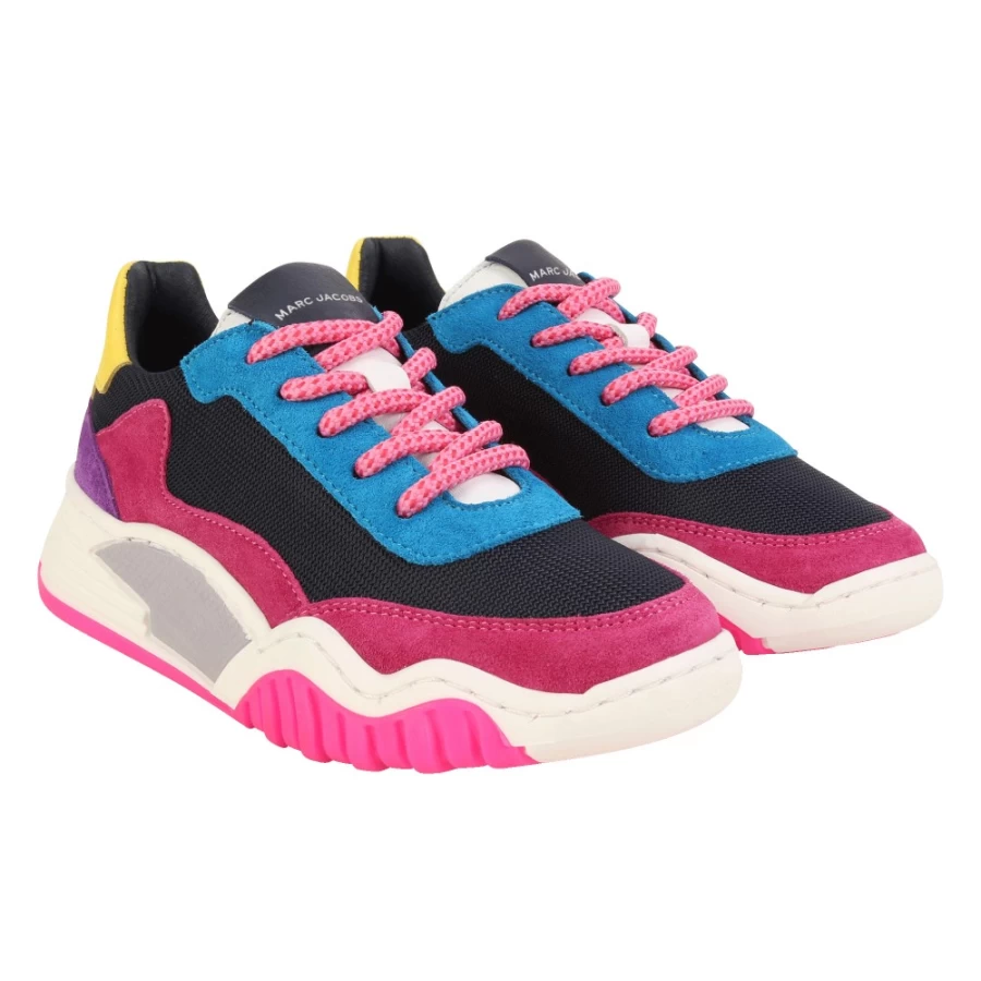MARC JACOBS Fuschia Lace-Up Leather Trainers for Girls