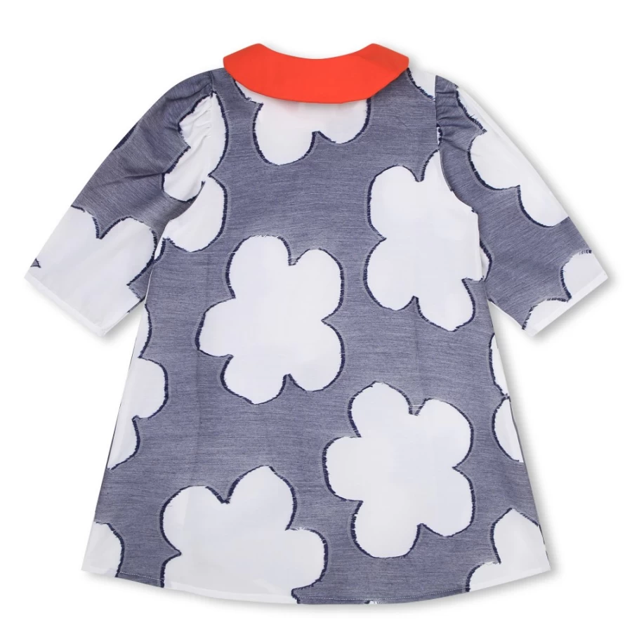 KENZO KIDS Girls Navy Cotton Dress with Removable Collar