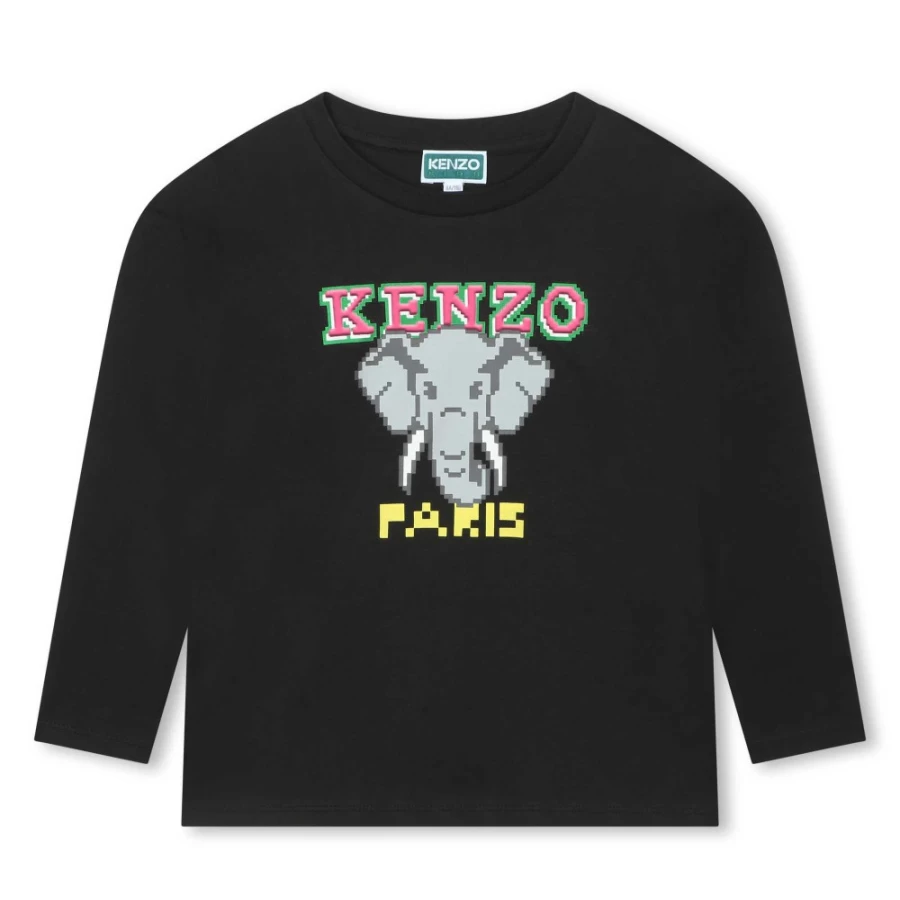 KENZO KIDS Girls Slate Blue Long-Sleeved T-Shirt | Stylish Cotton Top