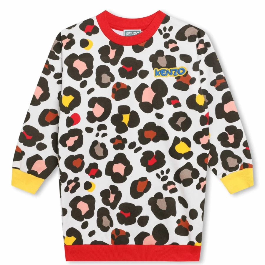 KENZO KIDS Girls' Stone Color Printed Fleece Dress - Warm & Stylish