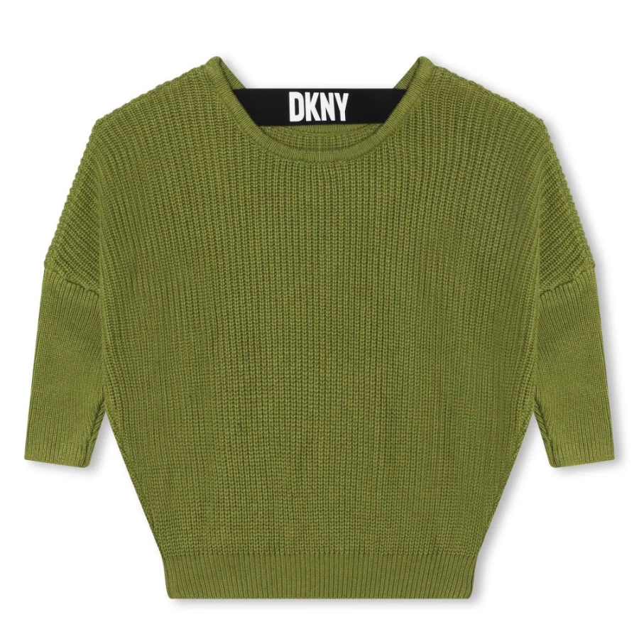DKNY Girls' Tricot Low-Back Jumper - Stylish Knit Sweater for Teens