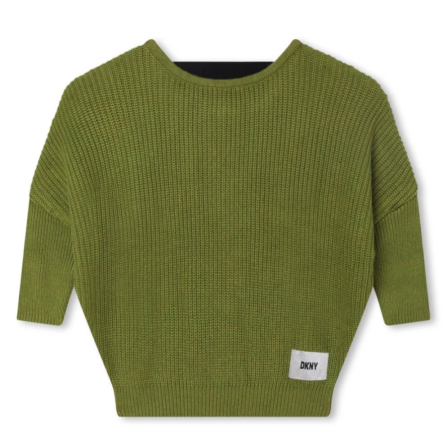DKNY Girls' Tricot Low-Back Jumper - Stylish Knit Sweater for Teens