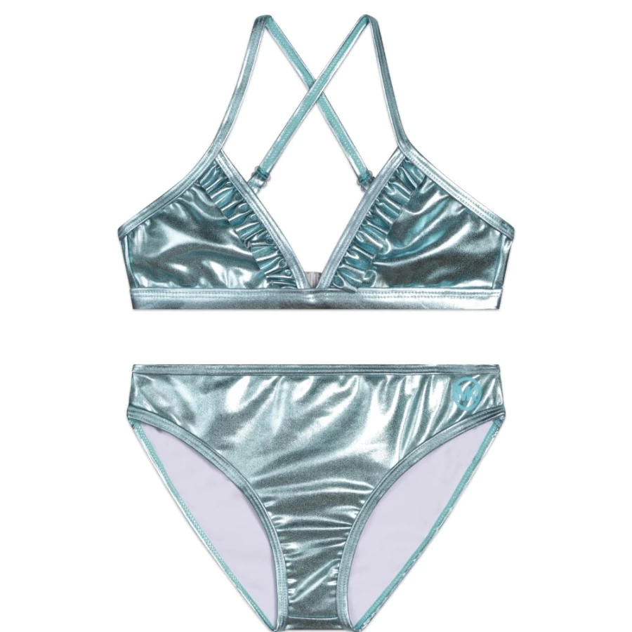 MICHAEL KORS Girls Blade Aqua Frilled One-Piece Bathing Suit for Kids