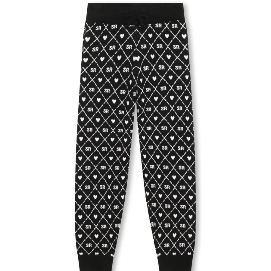 SONIA RYKIEL Black Patterned Tricot Trousers for Girls