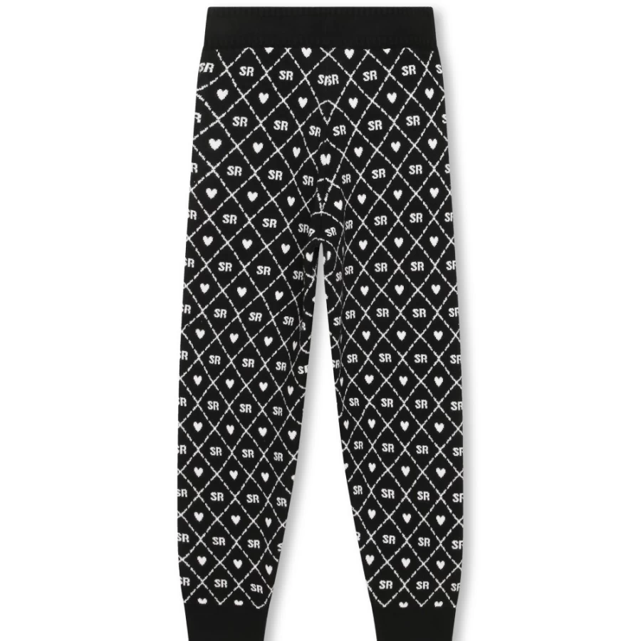 SONIA RYKIEL Black Patterned Tricot Trousers for Girls