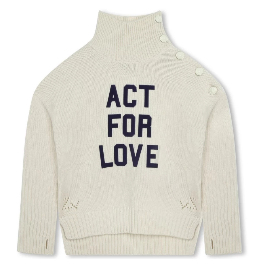 ZADIG & VOLTAIRE Girls Ivory Turtleneck Button Jumper Sweater