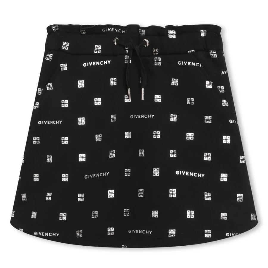 GIVENCHY Black Printed Fleece Skirt for Girls - Soft & Stylish Winter Wear