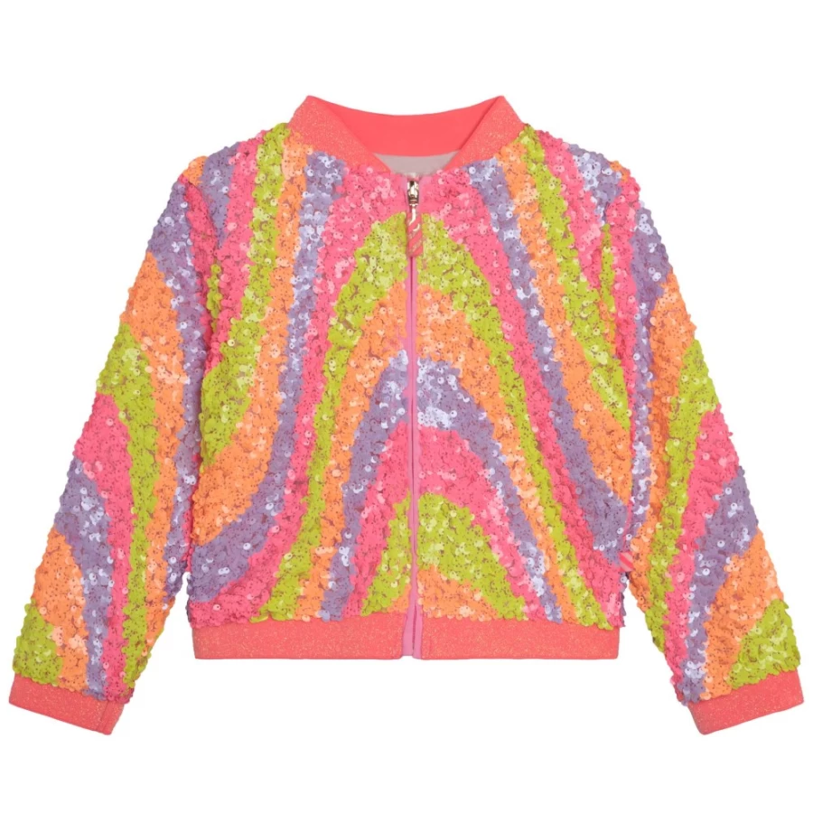 BILLIEBLUSH Pink Sequined Jacket for Girls - Sparkling Party Wear