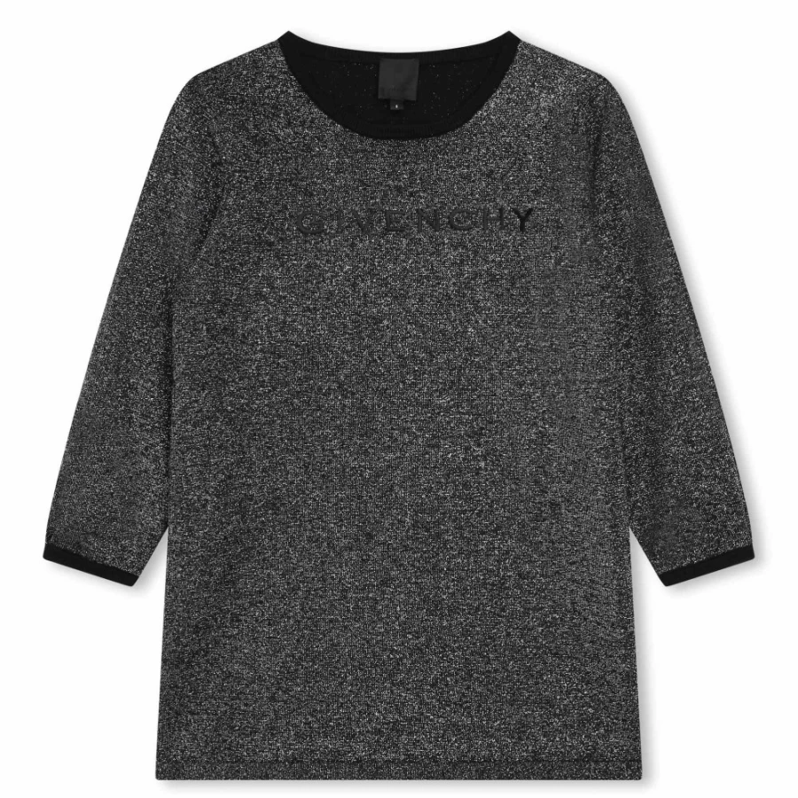 GIVENCHY Black Metallic Knit Dress for Girls - Elegant & Stylish