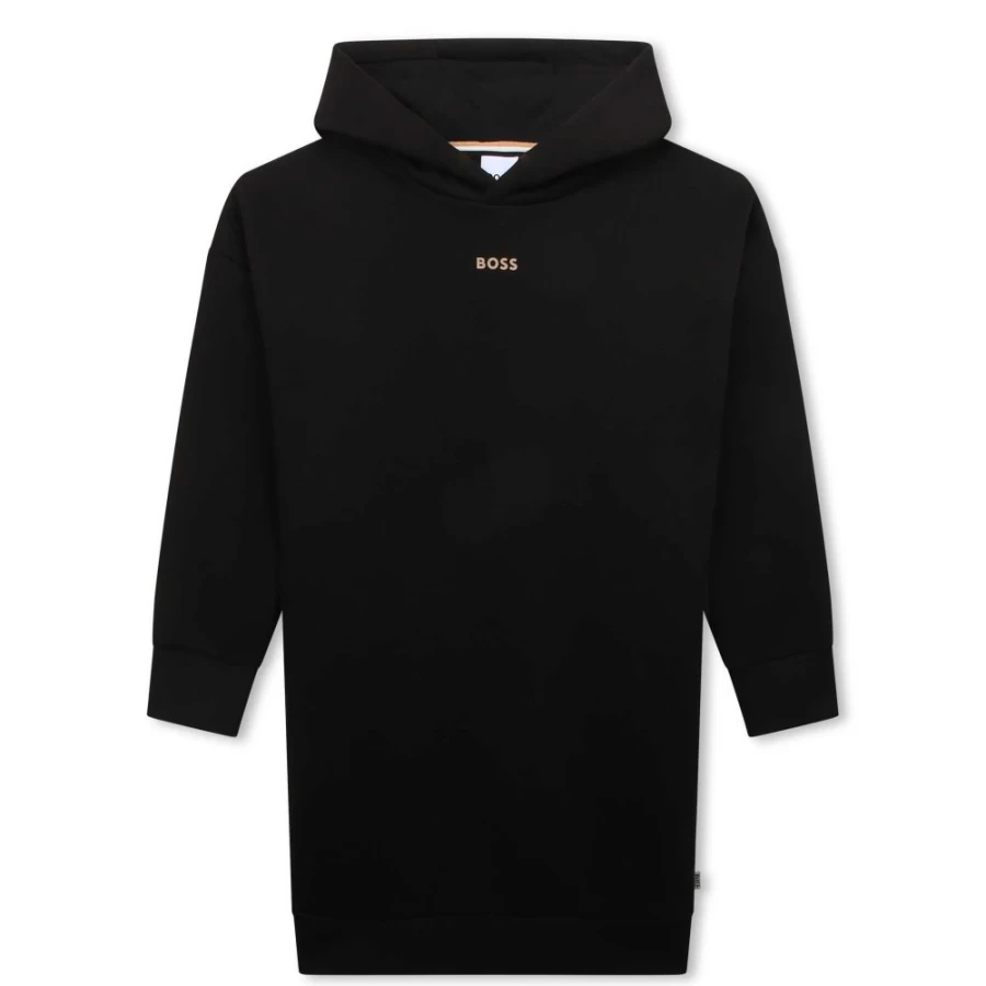 BOSS Girls Black Hooded Sweatshirt Dress - Casual Pullover Hoodie Dress