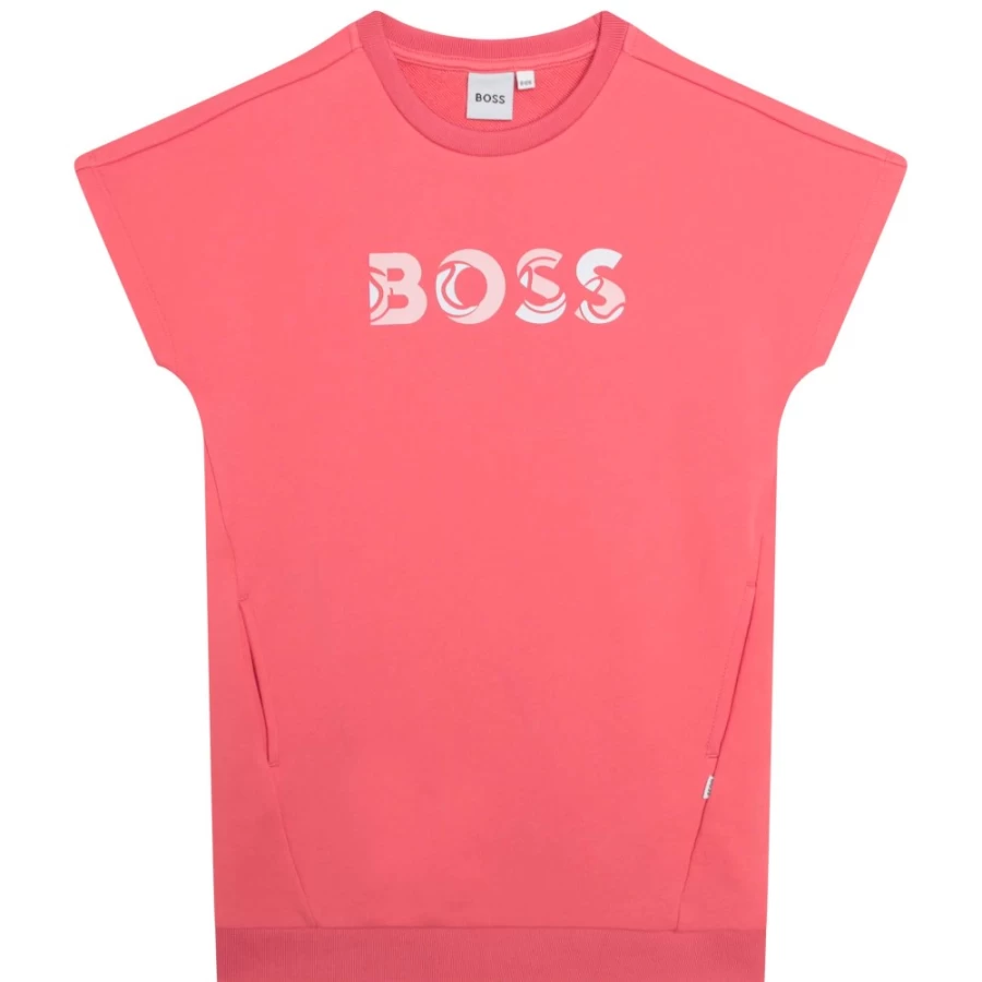 BOSS Girls' Cotton Poppy Red Sweatshirt Dress - Casual Comfort Wear