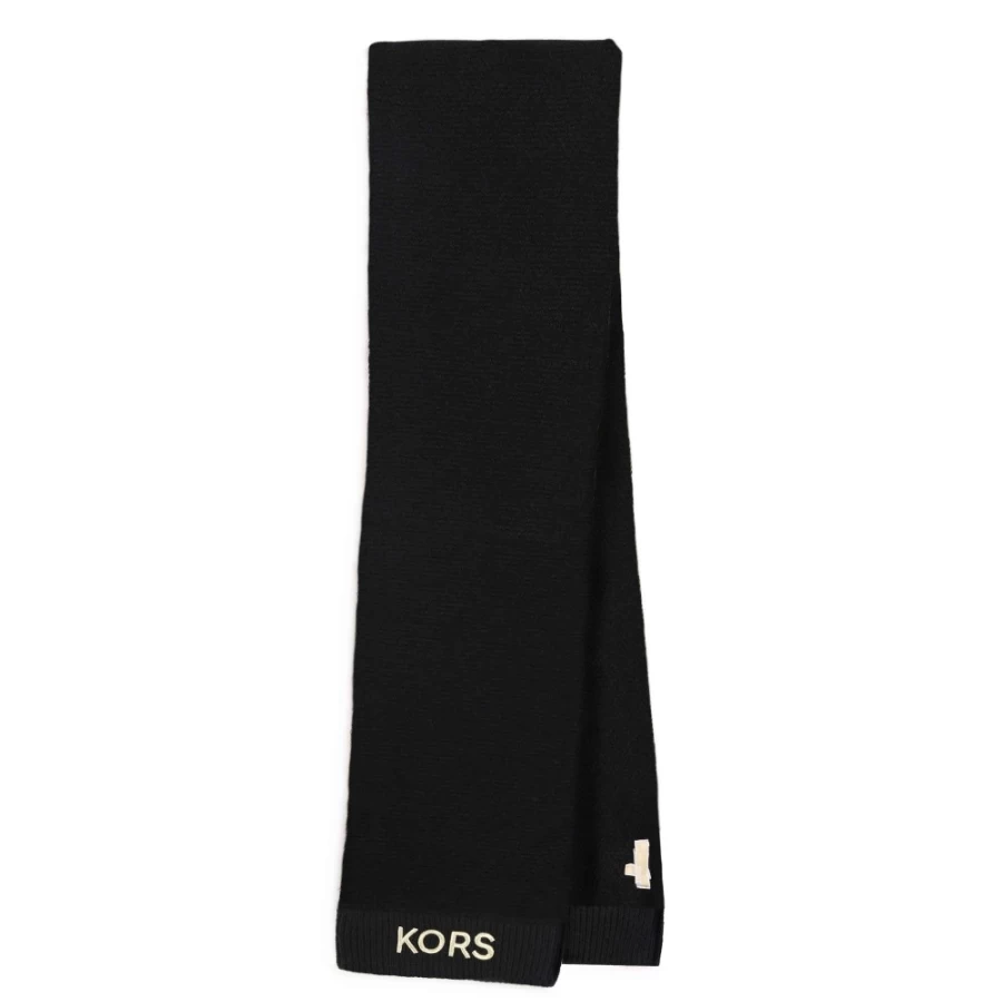 MICHAEL KORS Black Knitted Logo Scarf for Girls - Premium Winter Fashion Accessory