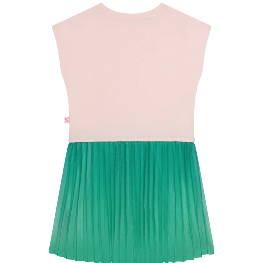 BILLIEBLUSH Girls' Pink Pale Bi-Material Pleated Dress
