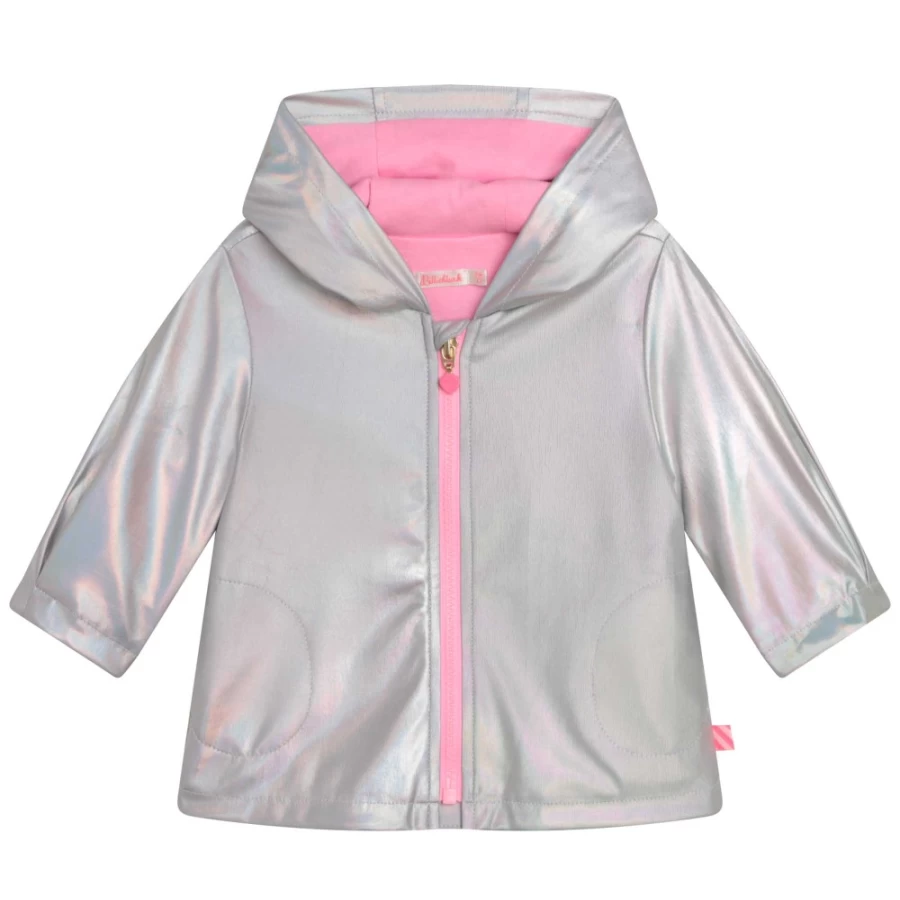 BILLIEBLUSH Light Grey Hooded Raincoat for Girls - Waterproof Kids Rain Jacket