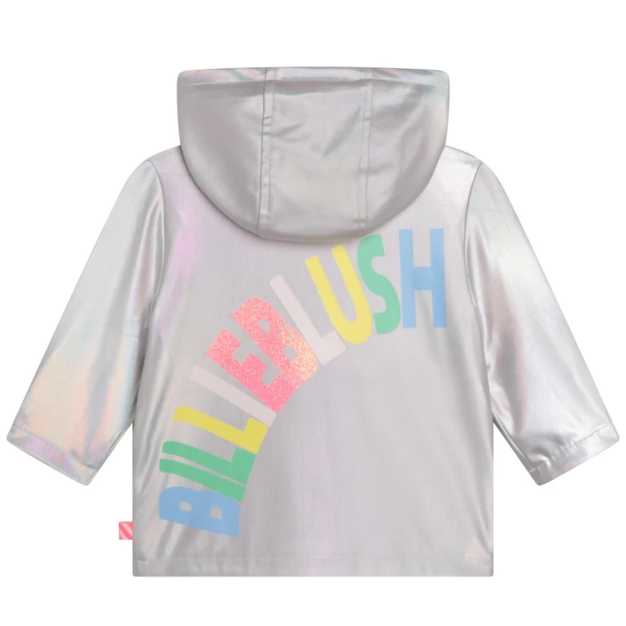 BILLIEBLUSH Light Grey Hooded Raincoat for Girls - Waterproof Kids Rain Jacket