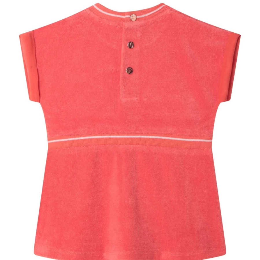 CARREMENT BEAU Girls' Peach Terry Towel Dress – Soft & Comfortable Kids' Wear